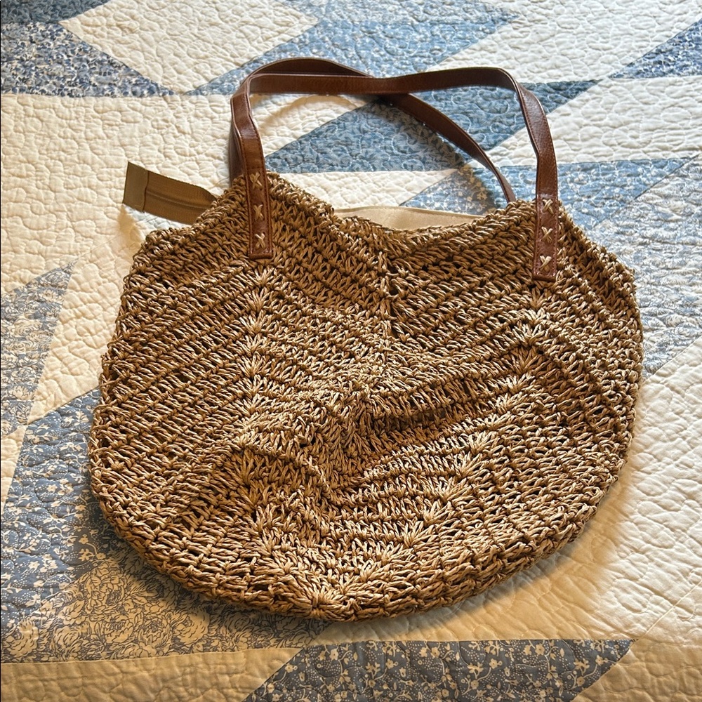 Brown Woven Tote Bag
